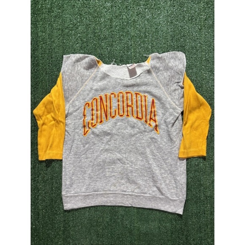 Collegiate‎ Pacific Sweatshirt Unisex S Gray Yellow Fair Vintage Concordia Cut
